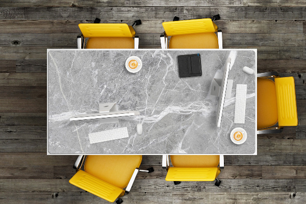 Large desk pad PVC protector gray marble