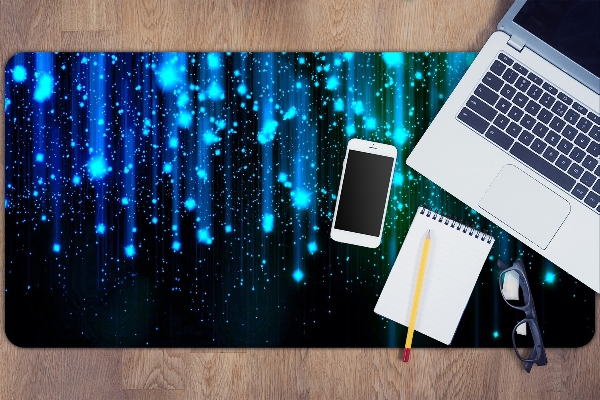 Desk mat blue particles