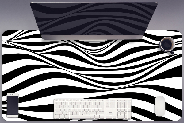 Full desk pad Black and white waves
