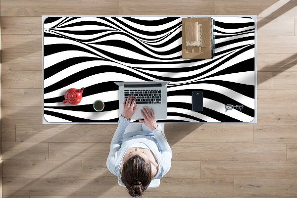 Full desk pad Black and white waves