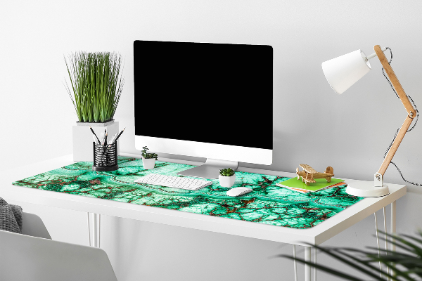 Large desk mat table protector Marble turquoise