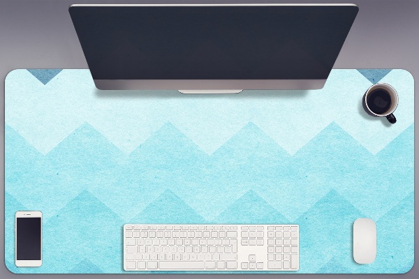 Desk mat blue zigzags