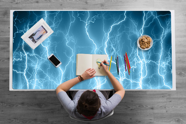 Desk mat blue lightning