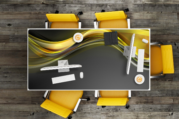 Full desk protector Abstraction yellow