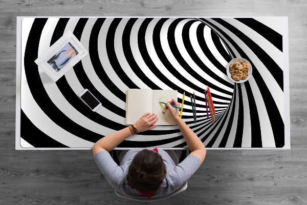 Full desk protector Black and white whirl