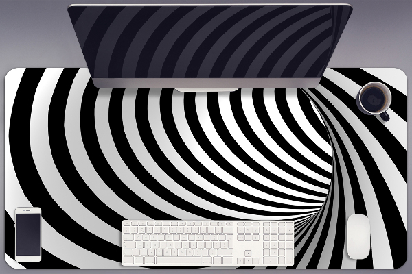 Full desk protector Black and white whirl