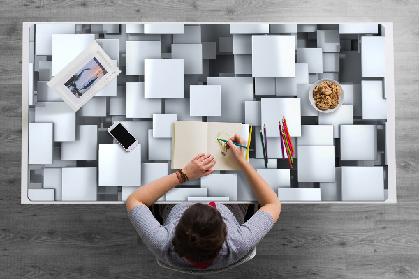 Large desk pad PVC protector gray blocks