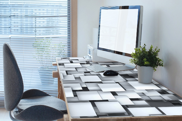 Large desk pad PVC protector gray blocks