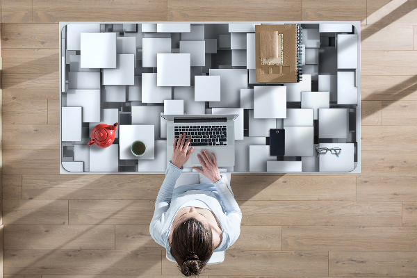 Large desk pad PVC protector gray blocks
