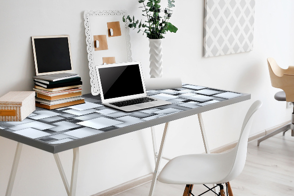 Large desk pad PVC protector gray blocks