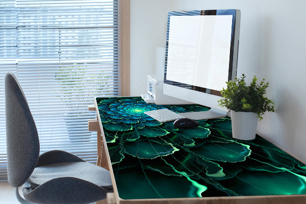 Large desk mat table protector green flower