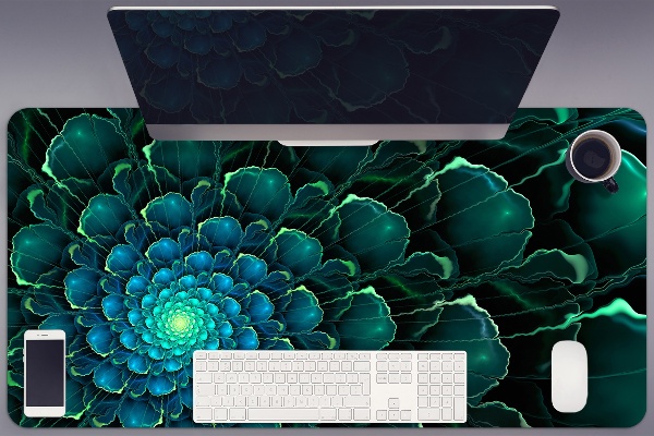 Large desk mat table protector green flower