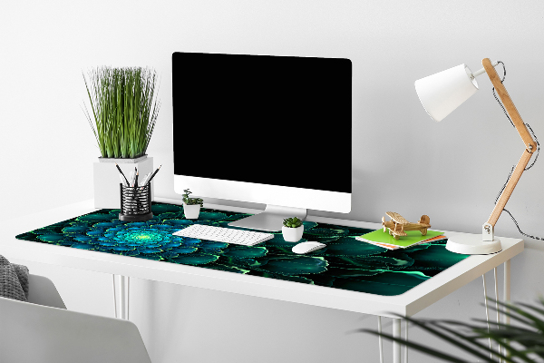 Large desk mat table protector green flower