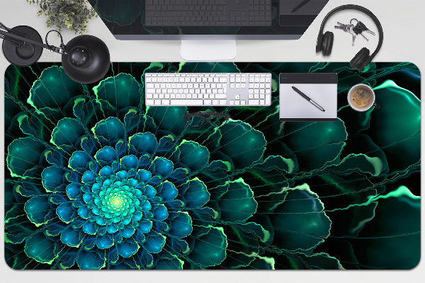 Large desk mat table protector green flower