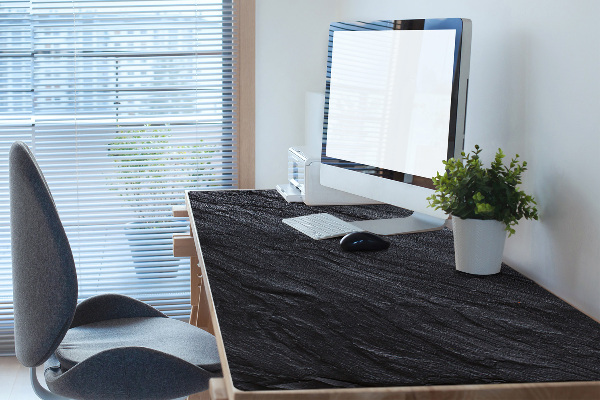 Large desk mat table protector black marble