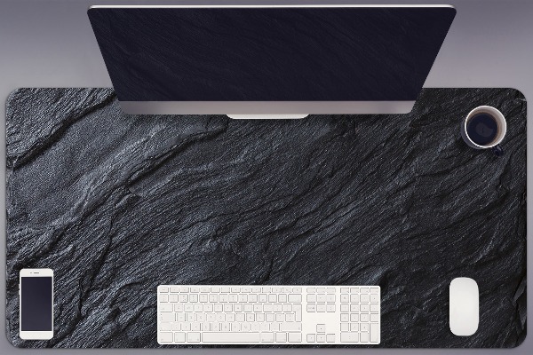 Large desk mat table protector black marble