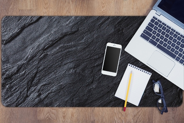 Large desk mat table protector black marble