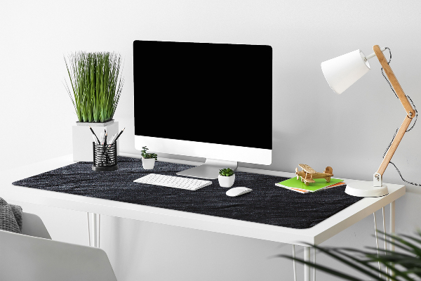 Large desk mat table protector black marble