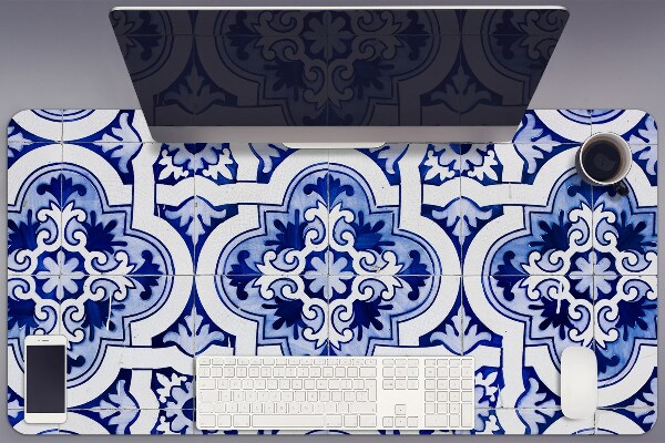 Desk mat blue tiles