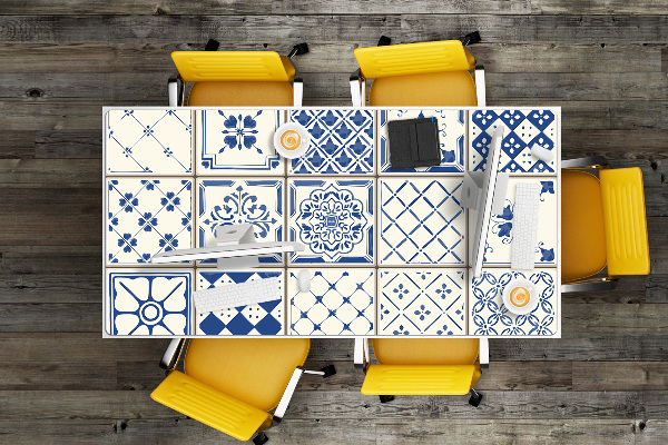 Desk mat tiles blue