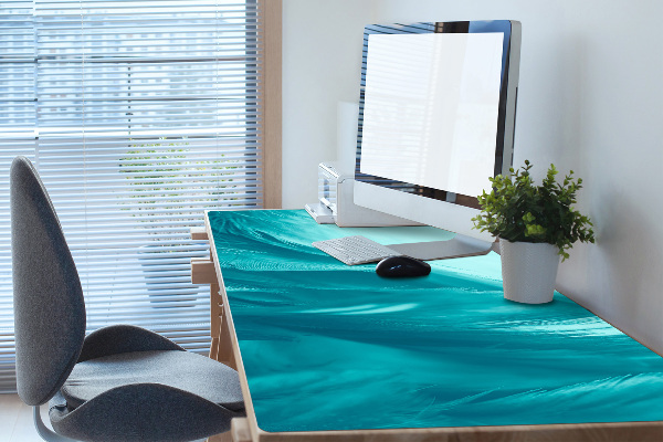 Full desk protector blue feathers