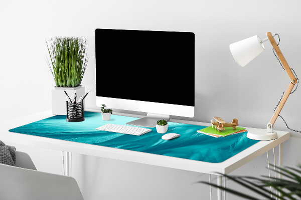 Full desk protector blue feathers