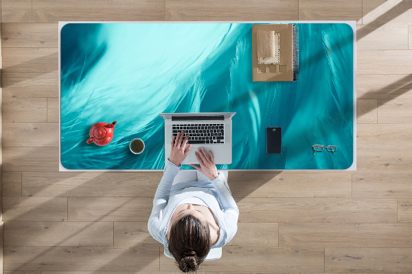Full desk protector blue feathers