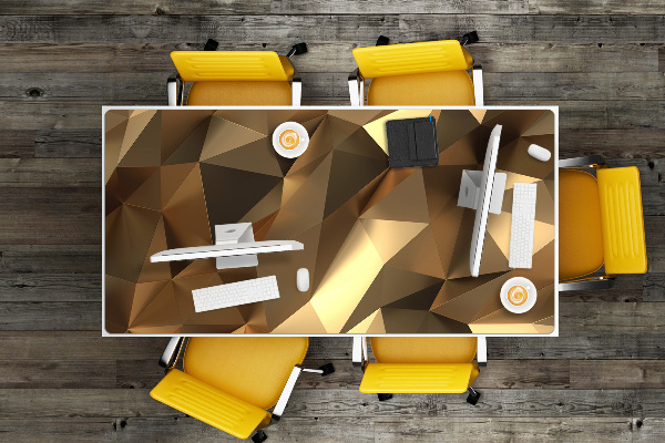 Large desk mat for children gold foil