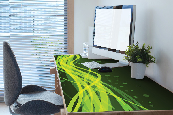 Large desk mat table protector green stripes