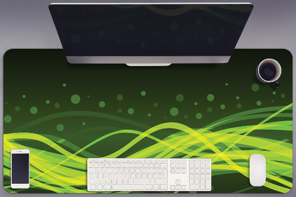 Large desk mat table protector green stripes