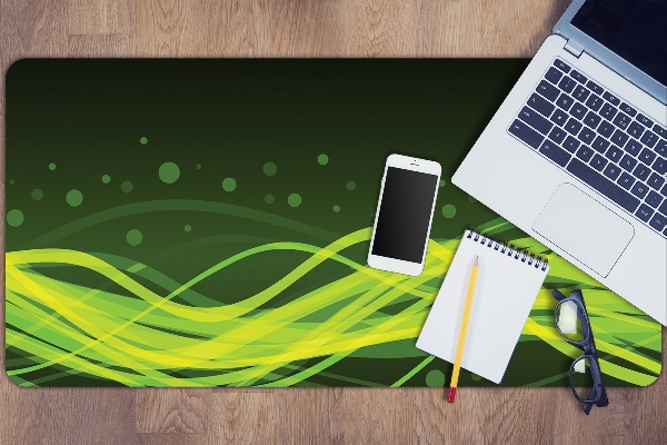 Large desk mat table protector green stripes