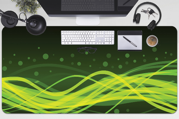 Large desk mat table protector green stripes