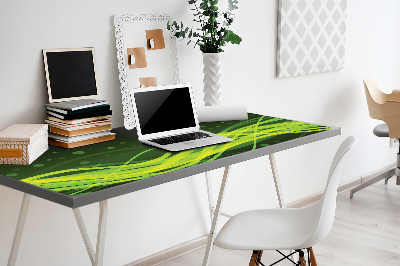 Large desk mat table protector green stripes