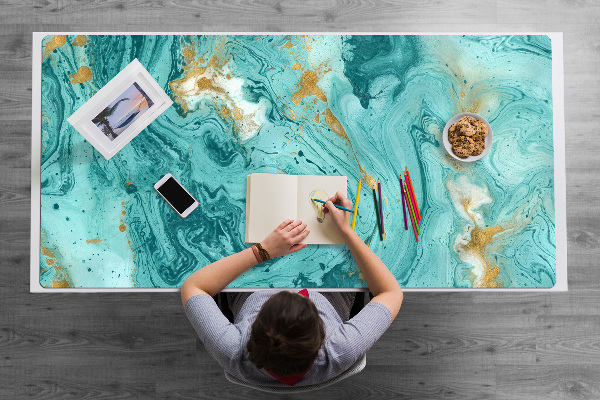 Full desk protector Marble turquoise