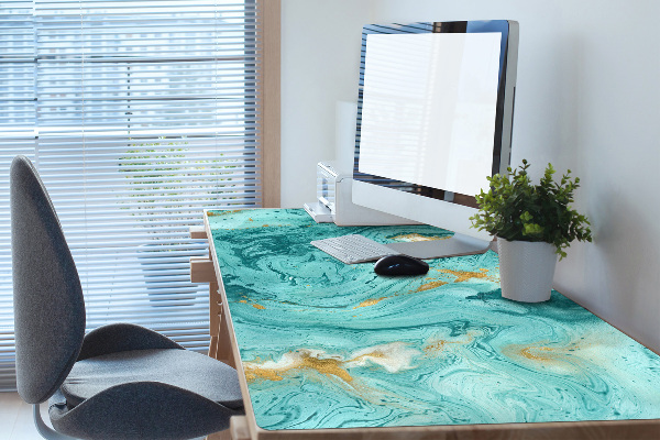 Full desk protector Marble turquoise