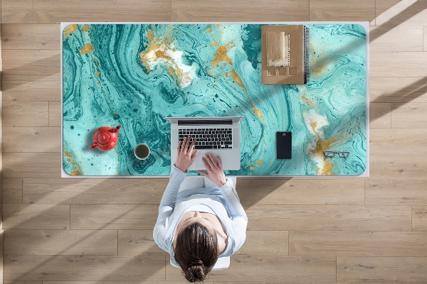 Full desk protector Marble turquoise