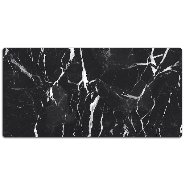Large desk mat table protector black marble