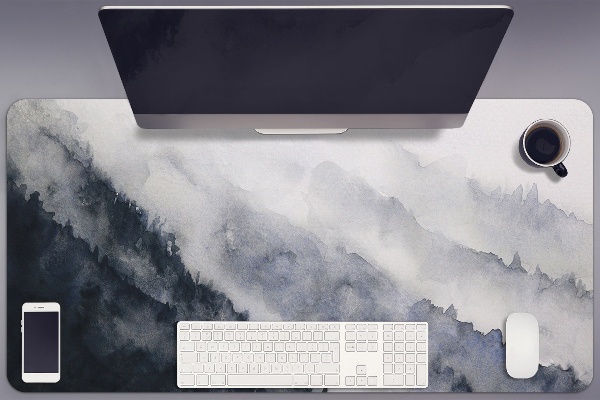 Large desk pad PVC protector Mountains in the fog