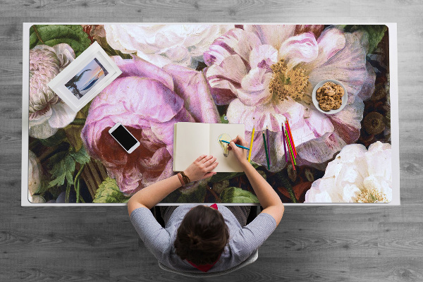 Large desk mat for children garden roses