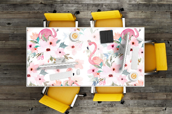 Desk pad Flamingos flowers