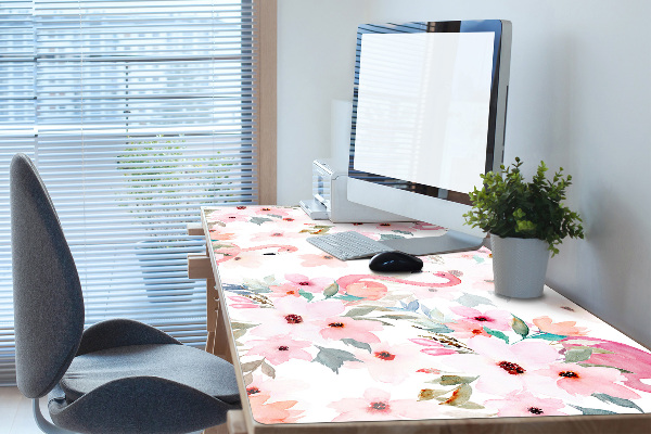Desk pad Flamingos flowers