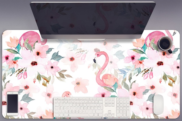 Desk pad Flamingos flowers