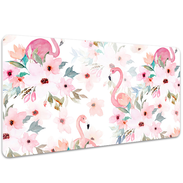 Desk pad Flamingos flowers