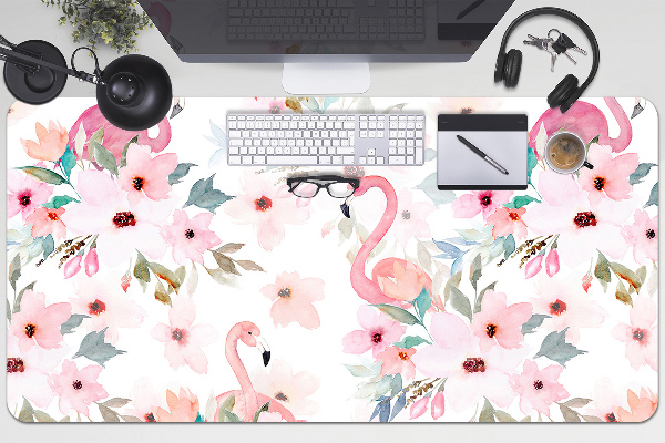 Desk pad Flamingos flowers