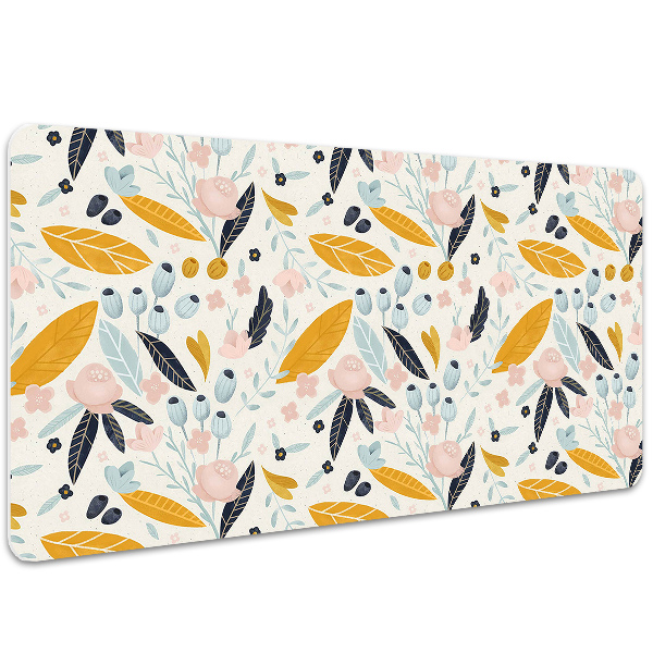 Full desk protector pastel leaves