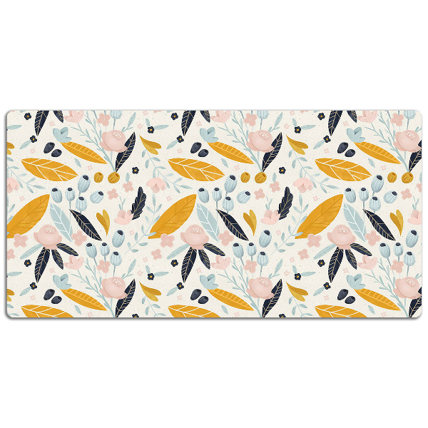 Full desk protector pastel leaves