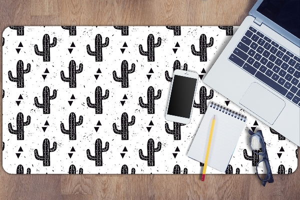 Full desk mat black cacti