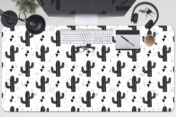Full desk mat black cacti