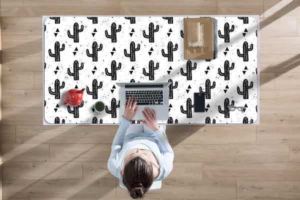 Full desk mat black cacti