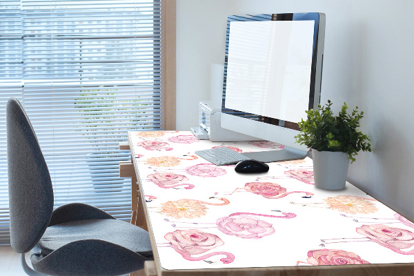 Full desk pad Flamingos and flowers
